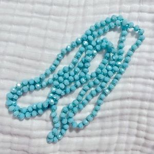 Light Blue Sparkly Beaded 60 Inch Necklace